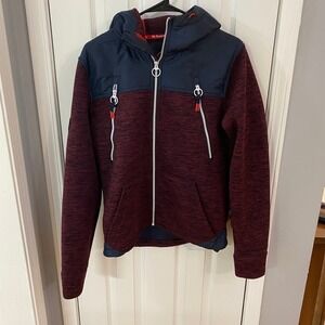 Superdry Mountain Supply Hybrid Hoodie Mens Medium Burgundy‎ Navy Zip Jacket